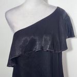 One Shoulder Black Satin Mini Dress Size XS Krisa Black Dress Photo 2