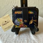Patricia Nash : Navy Blue Floral Leather Card Holder Photo 0