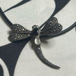 Sterling Silver .925 Dragonfly Charm Necklace | Black Cord Chain | Whimsical Photo 3