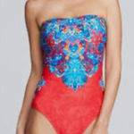 Ralph Lauren Lauren Red Boho Patterned One Piece Swimsuit Size 14 Photo 0