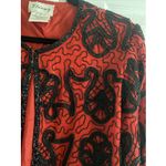Stenay Womens Small Red Silk Black Beaded Bolero Jacket Holiday Event Glam Photo 4