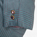 Vintage 80s Green Navy Houndstooth Retro Officecore Power Skirt Suit Set Size 4 Photo 3