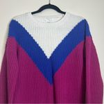 Time and Tru Colorblock Sweater S Lolita Pink Blue White Chevron Pullover‎ Photo 1