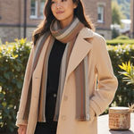 Herman Kay Wool Light Beige Size 16 Winter Overcoat Jacket Pea Coat w/ Scarf Size L Photo 0