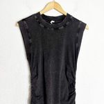 Anthropologie  Daily Practice Sleeveless Ruched Mini Dress Medium Faded Black Photo 3
