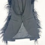 Pretty Little Thing  Feather Trim Sleeveless Fitted Blazer Vest Size 4 NWT Black Photo 5