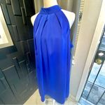 NWOT Royal Blue Woman’s Dress. Light Sleeveless Halter Neck Crepe Midi Dress Photo 1
