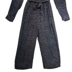 Rails  Callan Charcoal Tiger Striped Belted Jumpsuit Wide Leg Cropped Chic L Photo 5