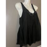 Rebecca Taylor  Shirt Womens 6 Black Silk Beaded Embellished Flowy Tank Top Photo 2
