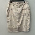 Downeast basics silver satin pencil skirt with crochet lace size medium Photo 1