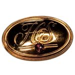 Avon Gold Tone Presidents Club Award Oval Brooch Pin with Ruby Rhinestone Photo 3