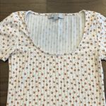 Loft  Floral Ribbed Short Sleeve Tee - Size S Photo 3