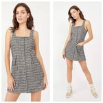Free People  Maxx Mini Shift Dress Blue Tweed Button Front 70s Boho Photo 1