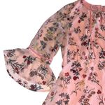 Disney  Beauty and The Beast Belle Floral Print Dress Bell Sleeve Pink Mini Sz L‎ Photo 9