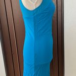 Bebe Blue Sheer Yoke Sleeveless Bodycon Midi Dress Photo 3