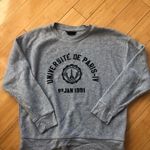 Topshop Université de Paris Gray Fleece Sweatshirt Crew Neck size 6 VGUC Photo 0