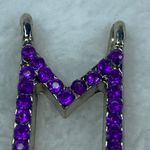 Initial Alphabet Letter M Jewelry Pendant Necklace Charm Purple Rhinestones Photo 6