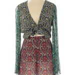 Alice + Olivia  $375 Brylee Mixed Print Tie Front Cut Out Romper Size 0 Photo 1