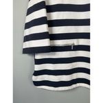 Tommy Hilfiger Shirt Women’s Large Black White Stripe Nautical Zip Leather Trim Photo 1