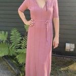 ADAM LIPPES COLLECTIVE Pink Knit Collared Neckline Tie Waist Dress Size Large Photo 7