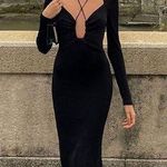 Jason Wu Black Silky Knit Strappy Midi Dress Photo 0