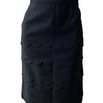 Maeve Anthropologie  Black Wool Skirt sz 4 Pencil Skirt Tiered Scallop Hem Photo 0