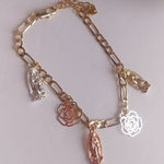 Gold Filled Tricolor Virgin Mary Roses Charm Bracelet Photo 0