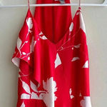 Chelsea28  Floral Ruffle Halter Dress with Slit, Red/White, Tropical, Size XS Photo 0