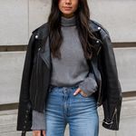 Gap NWT Vintage  Houndstooth Turtleneck Long‎ Sleeve Cotton Top Shirt Size Large Photo 3