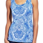 Calia by Carrie‎ Underwood Damask Blue White Workout Tank Top Size M Photo 0