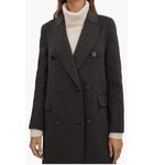 Reiss  Arla Double‎ Breasted Wool Blend Classic Coat, Charcoal Gray, Size 14, NWT Photo 4