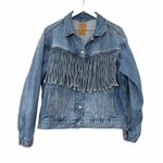 Gap  Oversized Denim Fringe Jacket Women’s Small Tall Light Wash Western Photo 2