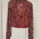 Free People  Floral Red Turtle Neck Top Photo 0