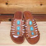 Aerosoles AEROLSOLES Womens 9 Brown Jeweled Slip On Heeled Sandals Shoes Photo 2