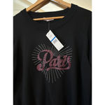Nanette Lepore Women's Sweater XL Black Pink Paris Bling Rhinestone Logo Photo 2