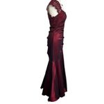XScape  Satin Mermaid Gown Lace Shoulder Formal Evening Dress Stretch Sz 10 Photo 2