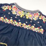 Piper & Scoot  Dance With Me Tiered Floral Embroidered Boho Peasant Top Navy Blue Photo 14