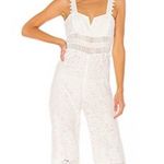 Saylor x Free People Gabri White Lace Jumpsuit Cropped Wide Leg Zipper Front S Photo 0