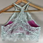 PINK - Victoria's Secret PINK Victoria’s Secret Blue Lace Push Up Longline Bra Photo 2