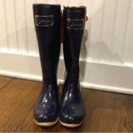 JOULES EVEDON Tall Navy Blue Rain Boots w Red Bow & Toile Lining Size 9 LIKE NEW Photo 9