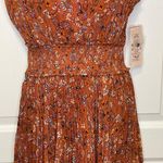 Nanette Lepore NWT Sleeveless Smocked MIDI Accordion Dress Burnt Orange Size 8 Photo 2