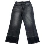 Judy Blue Wide Leg Crop Jeans Women's Size 7/28 Black Wash Frayed Hem euc euc Photo 0