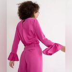 J.Crew winter garden top magenta pink silk ruffle sleeve blouse women’s XXS Photo 10