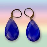 Joan Rivers Vintage  Blue Faceted Teardrop Earrings Photo 1