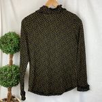 Boden USA Boden Black & Brown Polka Dot Print Button Down Ruffle Long Sleeve Top 8 Photo 2