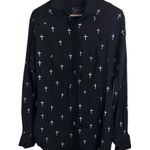 Cowgirl Hardwear Black Button Down Long Sleeve Shirt Silver Cross Pattern sz XL Photo 0