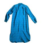Vintage 100%Silk Midi Shirtdress‎ Women 4 Blue Geometric Shapes Print Retro Photo 4