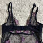 Frederick's of Hollywood Frederick’s Y2K Vtg Pink Embroidered Flowers & Black Lace Cutout Bodysuit Photo 5