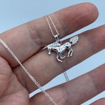 Sterling Silver CZ Horse Pendant Necklace Silver Photo 1