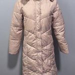 Steve Madden  Long Puffer Coat Large Golden Tan Fur Hood Winter Photo 0